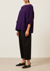 cotton scoop neck 3/4 sleeve top with hembands - mid plus