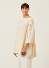 linen silk mix square 3/4 sleeve sweater - long