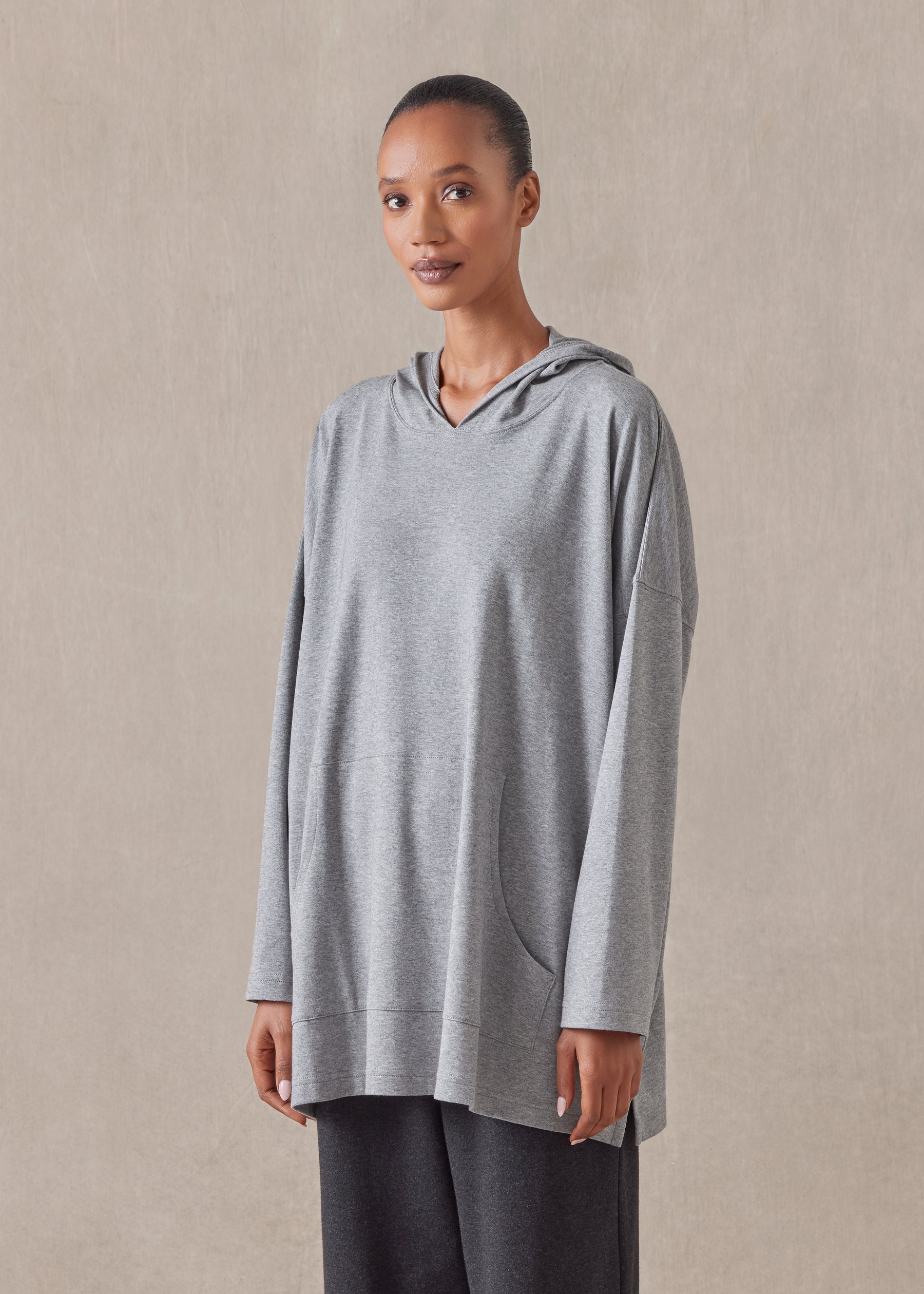 cotton jersey hooded top - long