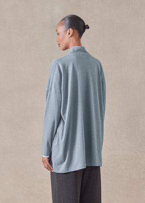 cotton jersey zipped top with chinese collar - long