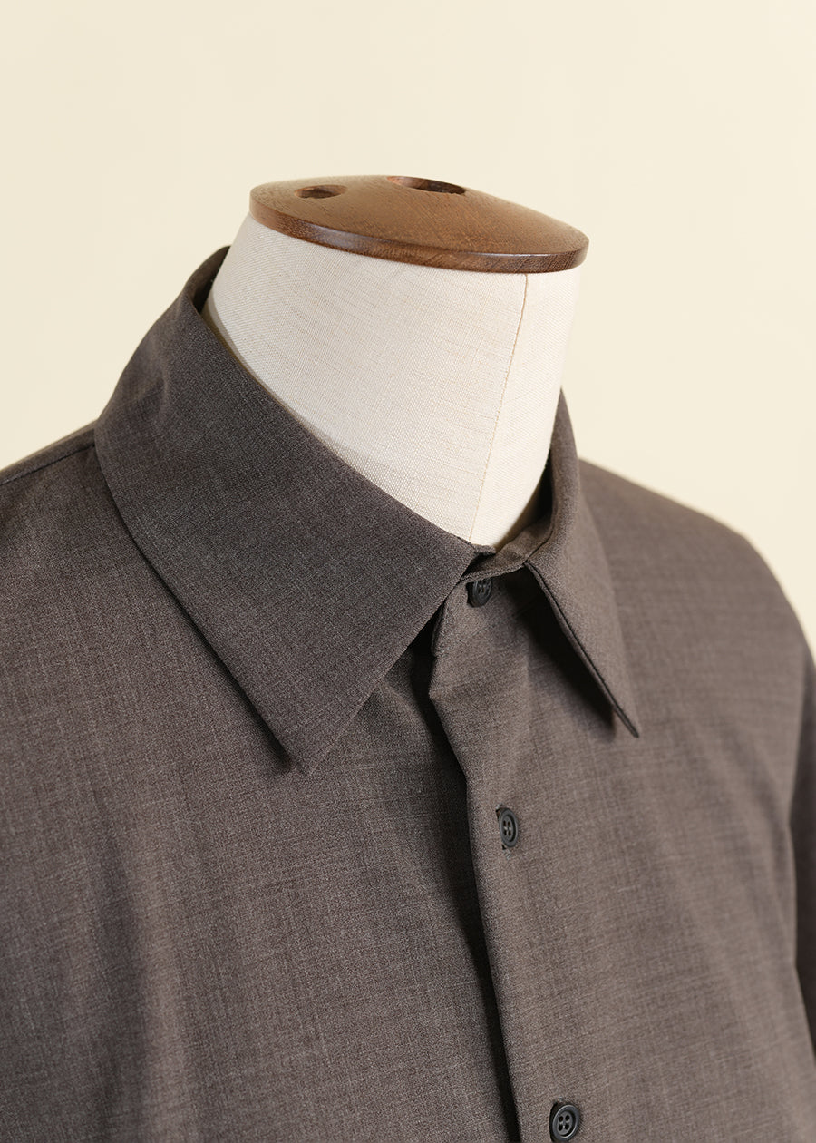 wool short sleeve shirt with collar - mid plus