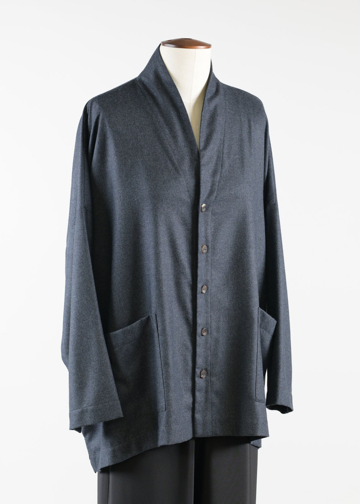 silk cashmere mix wide longer back shirt jacket with scrunch v neck - long