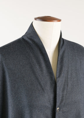 silk cashmere mix wide longer back shirt jacket with scrunch v neck - long