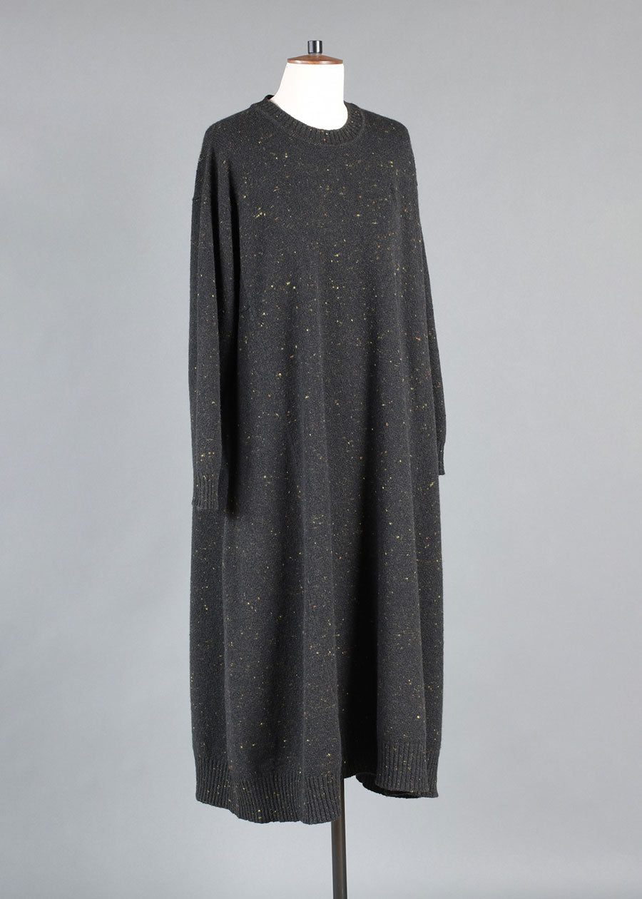 wool cashmere mix a-line round neck dress