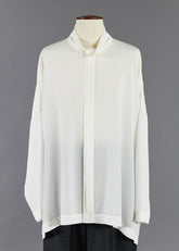 silk wide longer back two collar shirt with step edges - mid plus