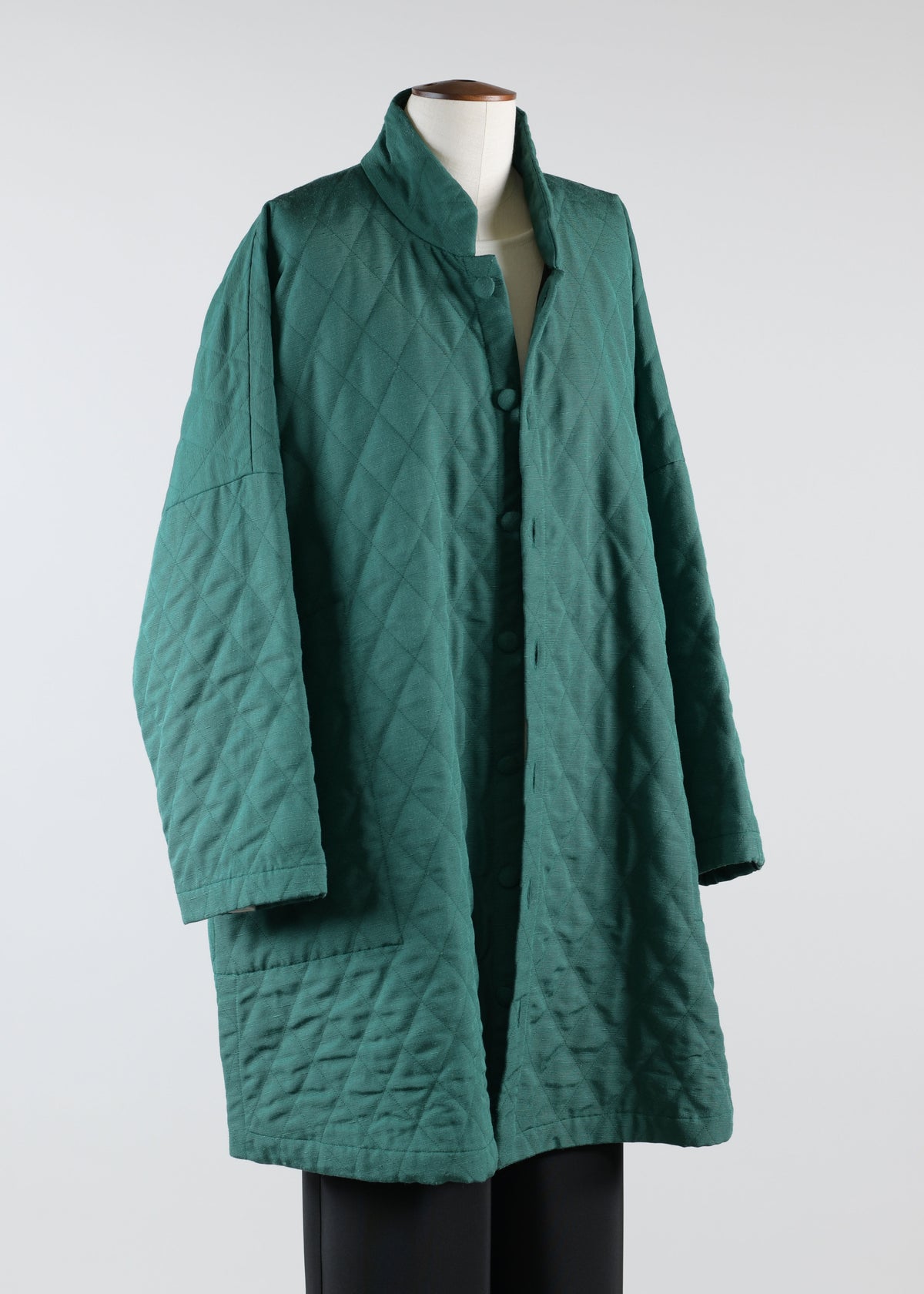 silk imperial coat with chinese collar - long plus