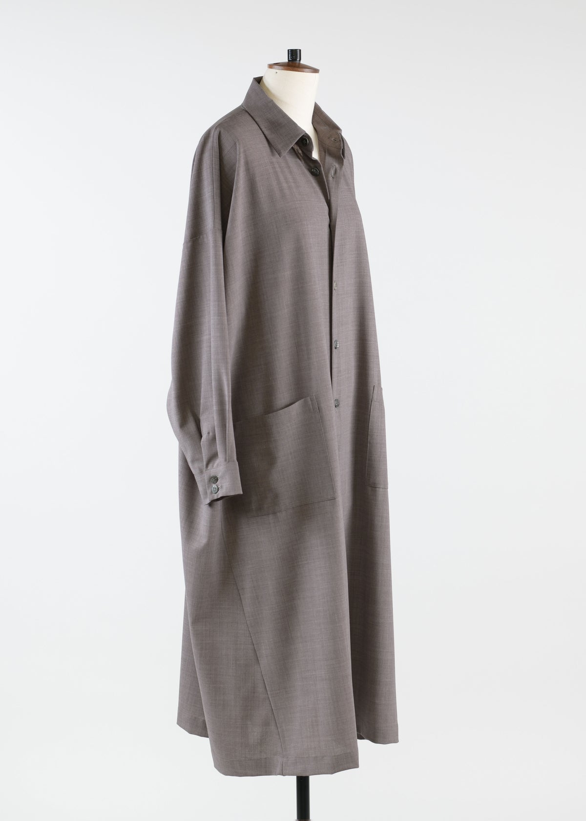 wool angle to front shirt dress with collar