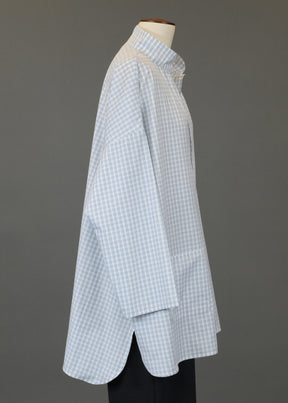 cotton sloped shoulder wide a-line smock with pleated collar - long plus