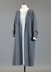 recycled cotton a-line side panelled round neck coat