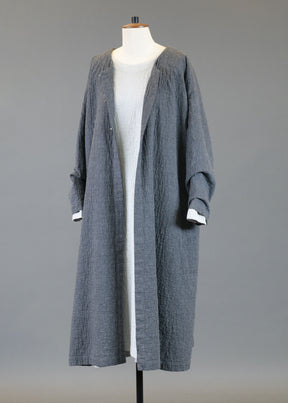 recycled cotton a-line side panelled round neck coat