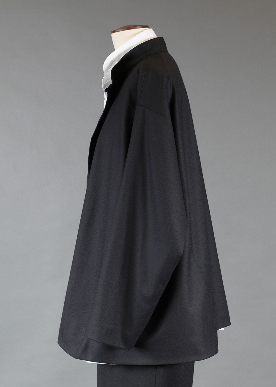 wool side pannelled jacket with mandarin collar - long (lined)