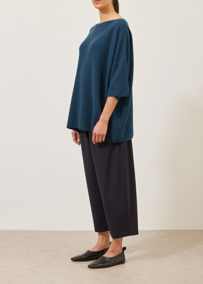 cashmere square 3/4 sleeve sweater  - long