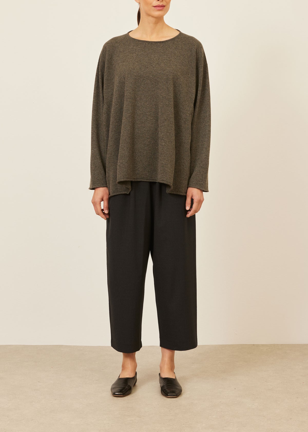 cashmere side panelled a-line bateau neck sweater - mid plus