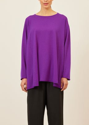 cashmere side panelled a-line bateau neck sweater - long