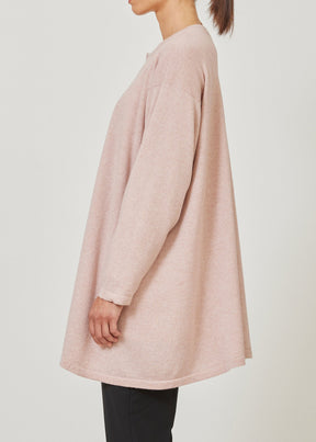 cashmere knitted side panelled cardigan - long plus