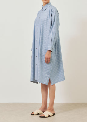 cotton wide a-line shirt dress with collar