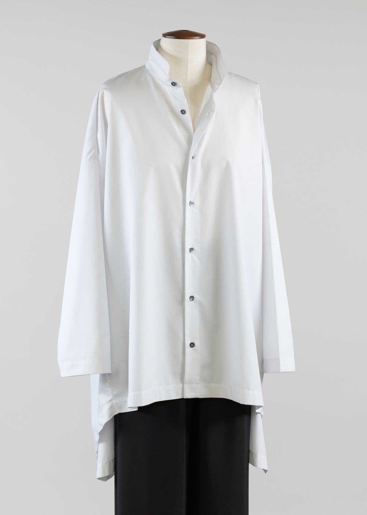 cotton smaller front larger back double stand collar shirt - long