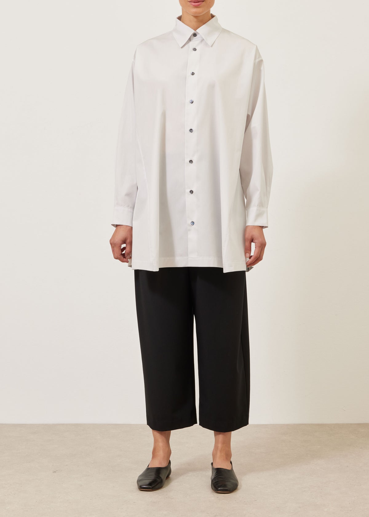 cotton side panelled shirt with collar - long plus