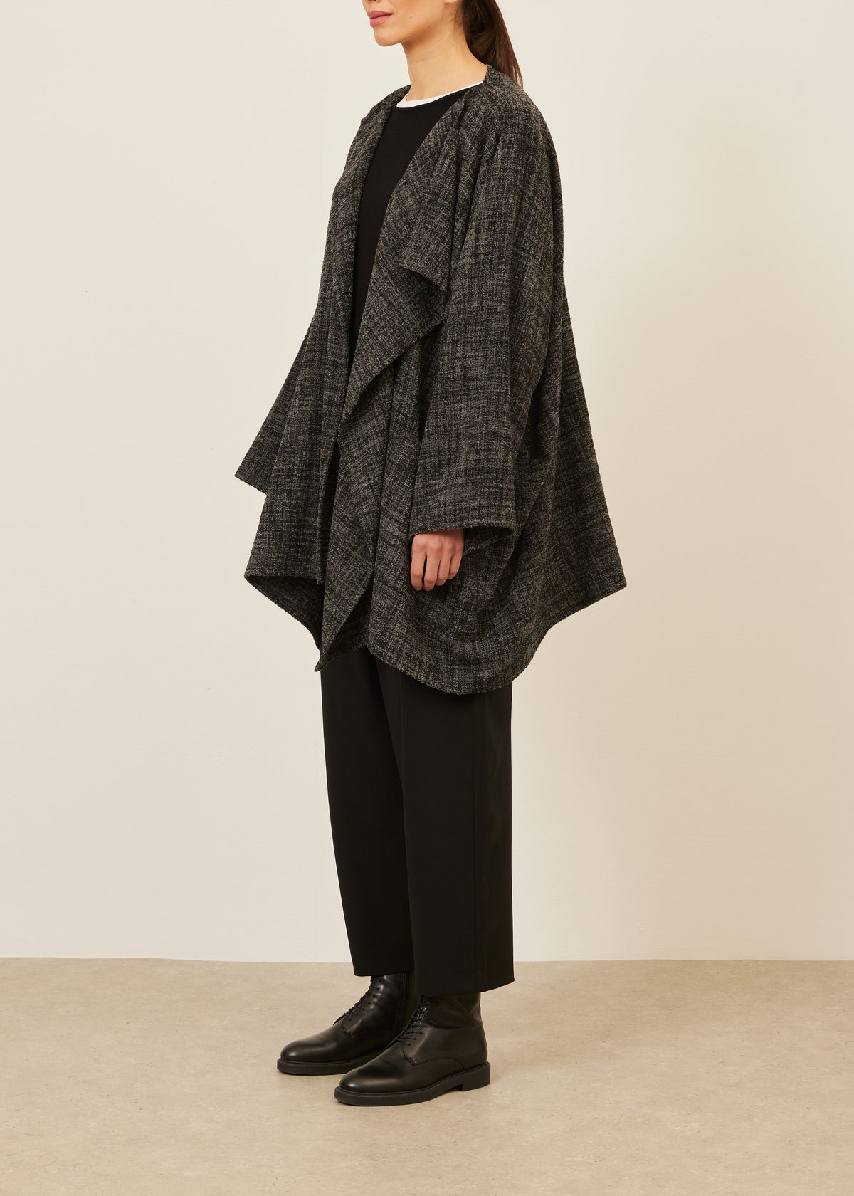 alpaca wool mix jacket coat - long plus