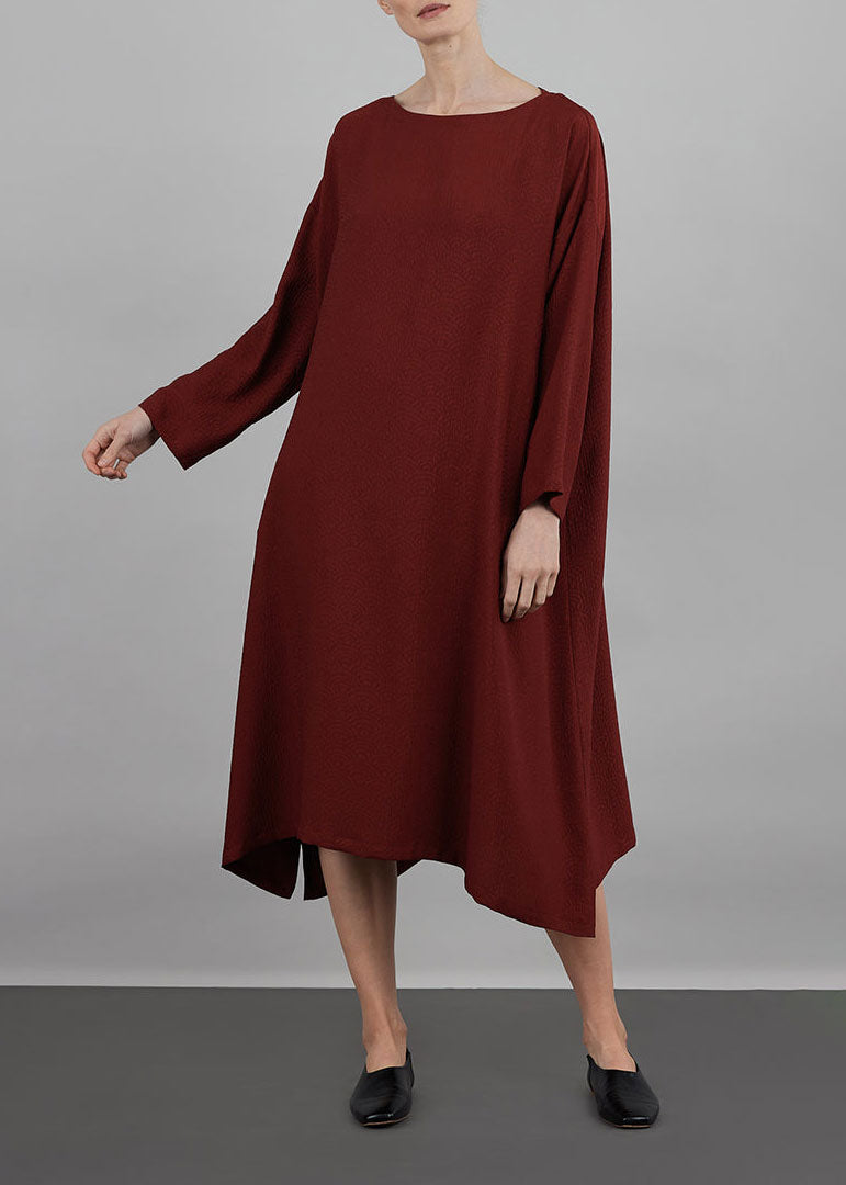 silk wide a-line scoop neck dress