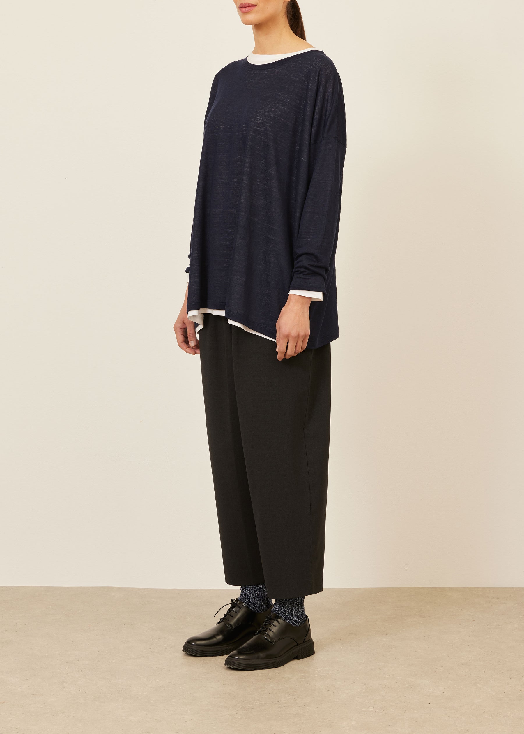 linen long sleeve boat neck - long