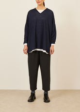 linen long sleeve V neck - long