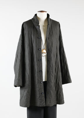 wool imperial coat with chinese collar - long plus