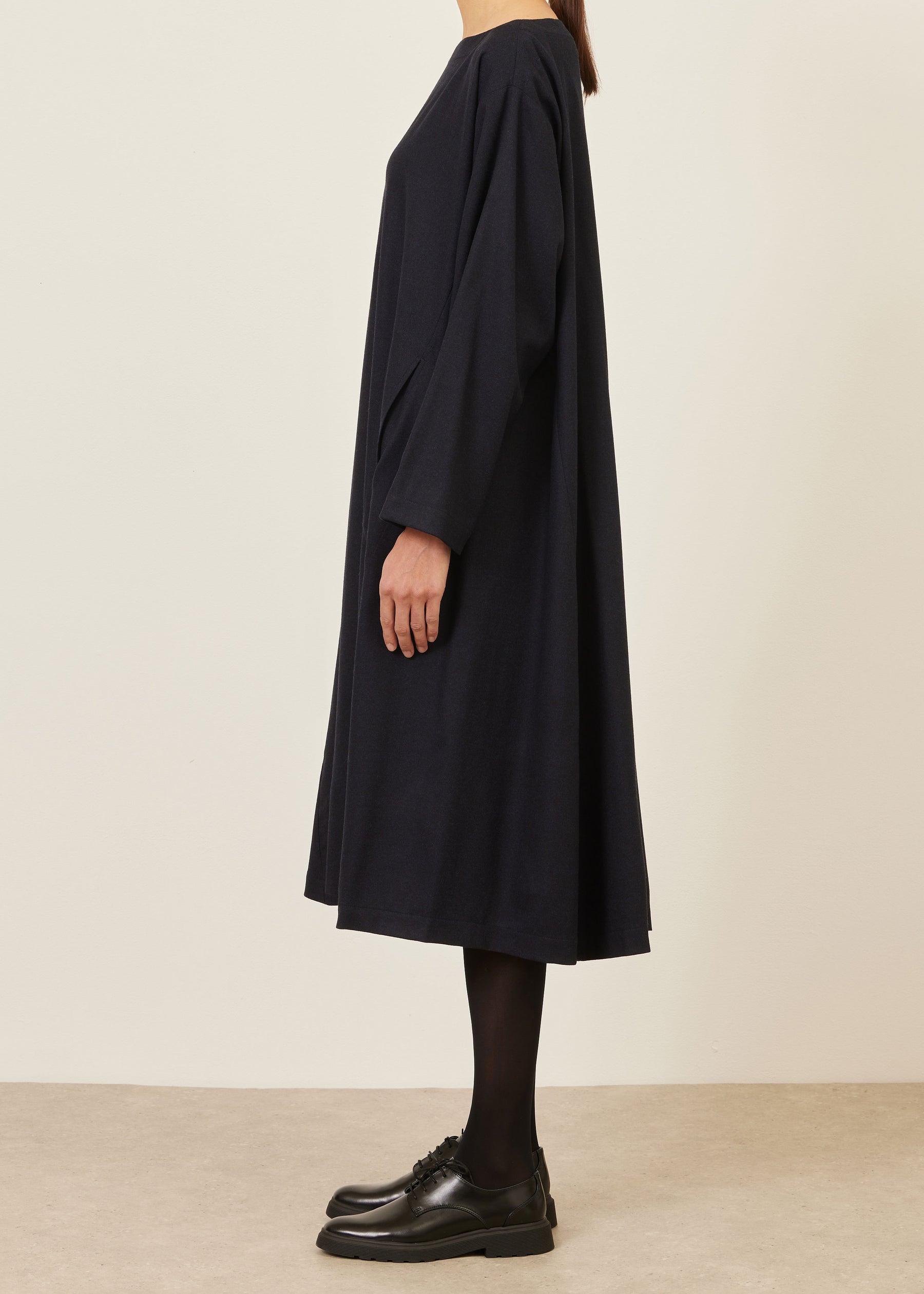 wool side panelled scoop neck dress