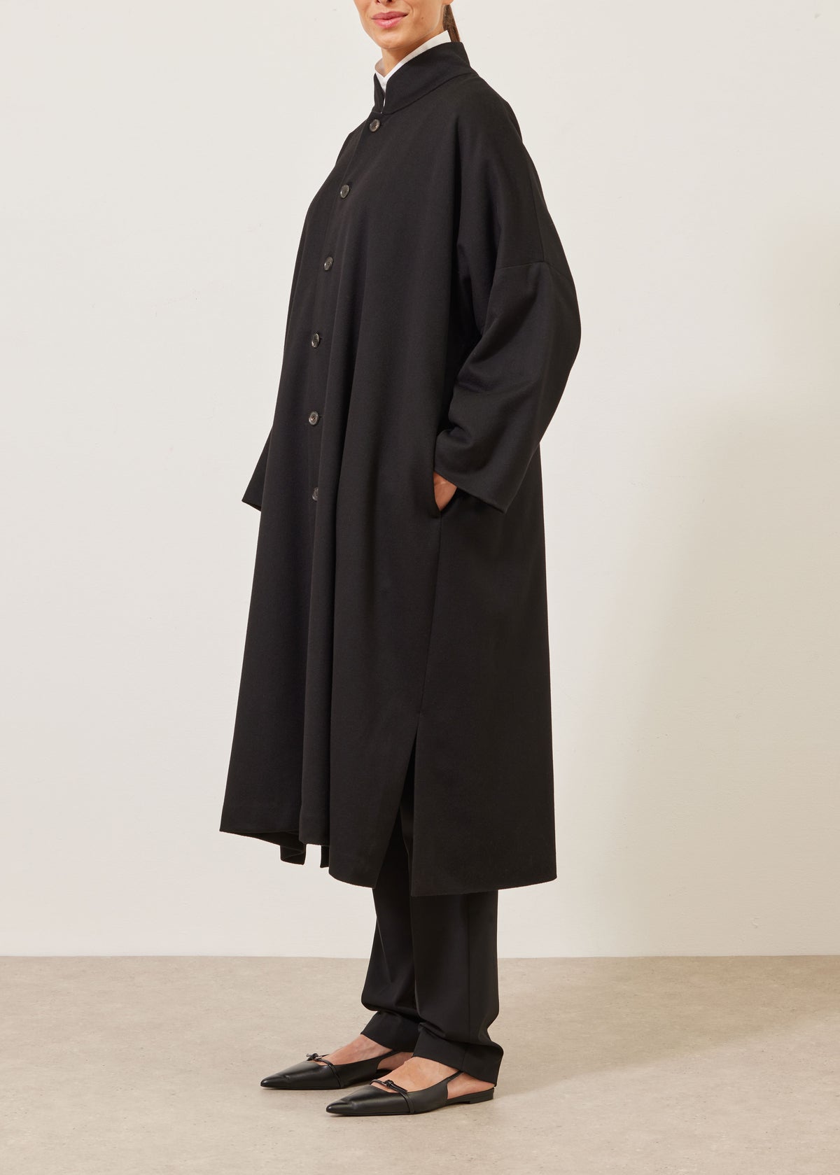 cashmere imperial coat with chinese collar - full length