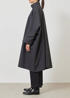 cotton mix extra wide sloped shoulder raincoat with tabs - 3/4 length