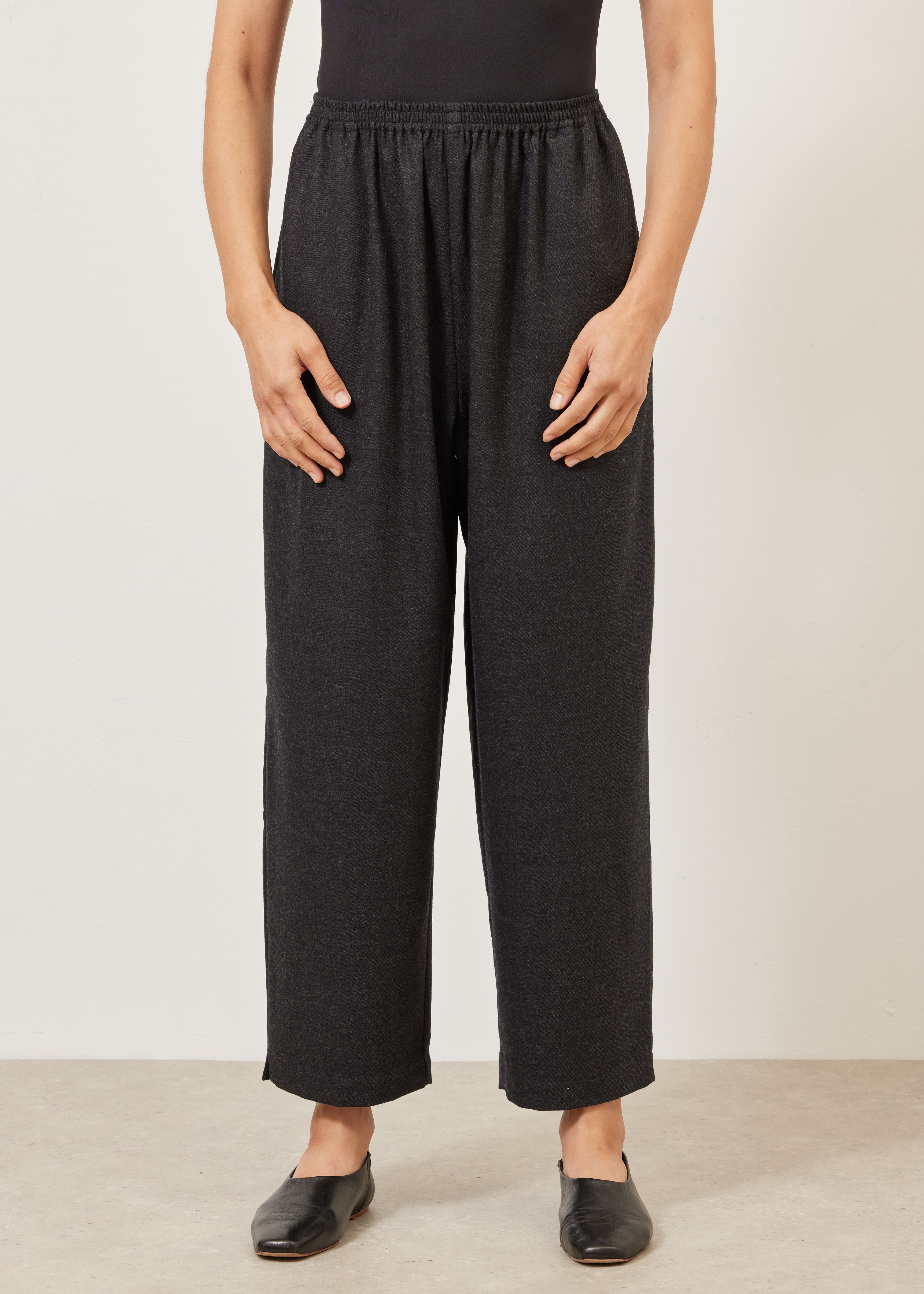 wool longer japanese trouser with ankle slits