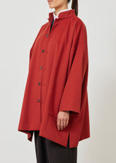 wool cashmere mix wide A-line mandarin collar coat - long plus