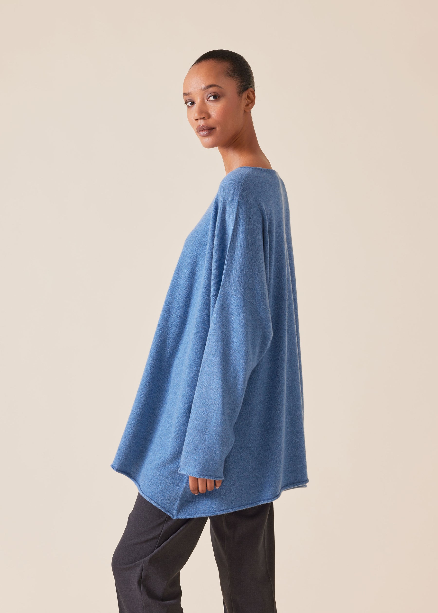 cashmere a-line bateau neck sweater - long