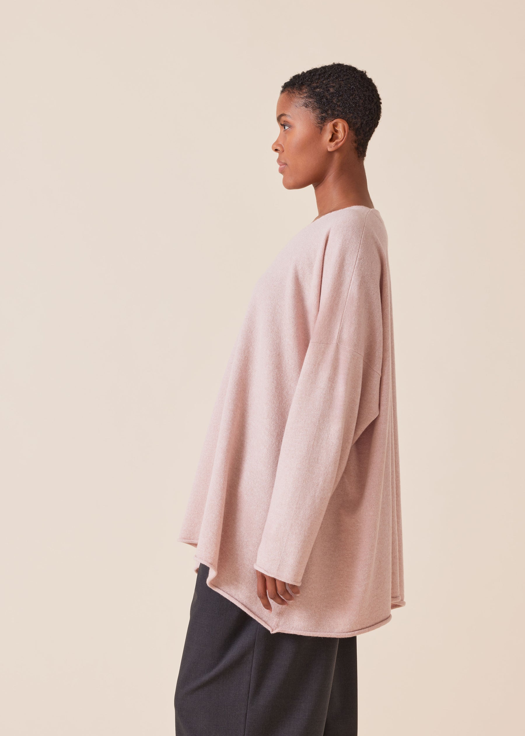 cashmere a-line v-neck sweater - long