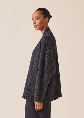 cashmere knitted scrunch shawl collar cardigan - mid