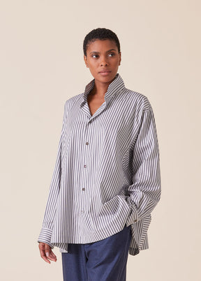 cotton caucasus shirt with notch collar - long