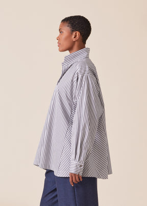 cotton caucasus shirt with notch collar - long