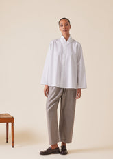 cotton chinese imperial shirt with chinese collar - mid plus