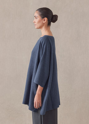 cotton square 3/4 sleeve sweater - long