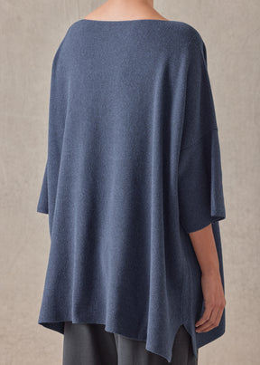 cotton square 3/4 sleeve sweater - long