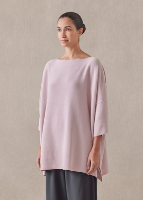 cotton square 3/4 sleeve sweater - long