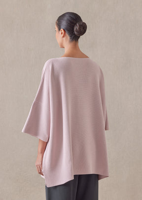 cotton square 3/4 sleeve sweater - long