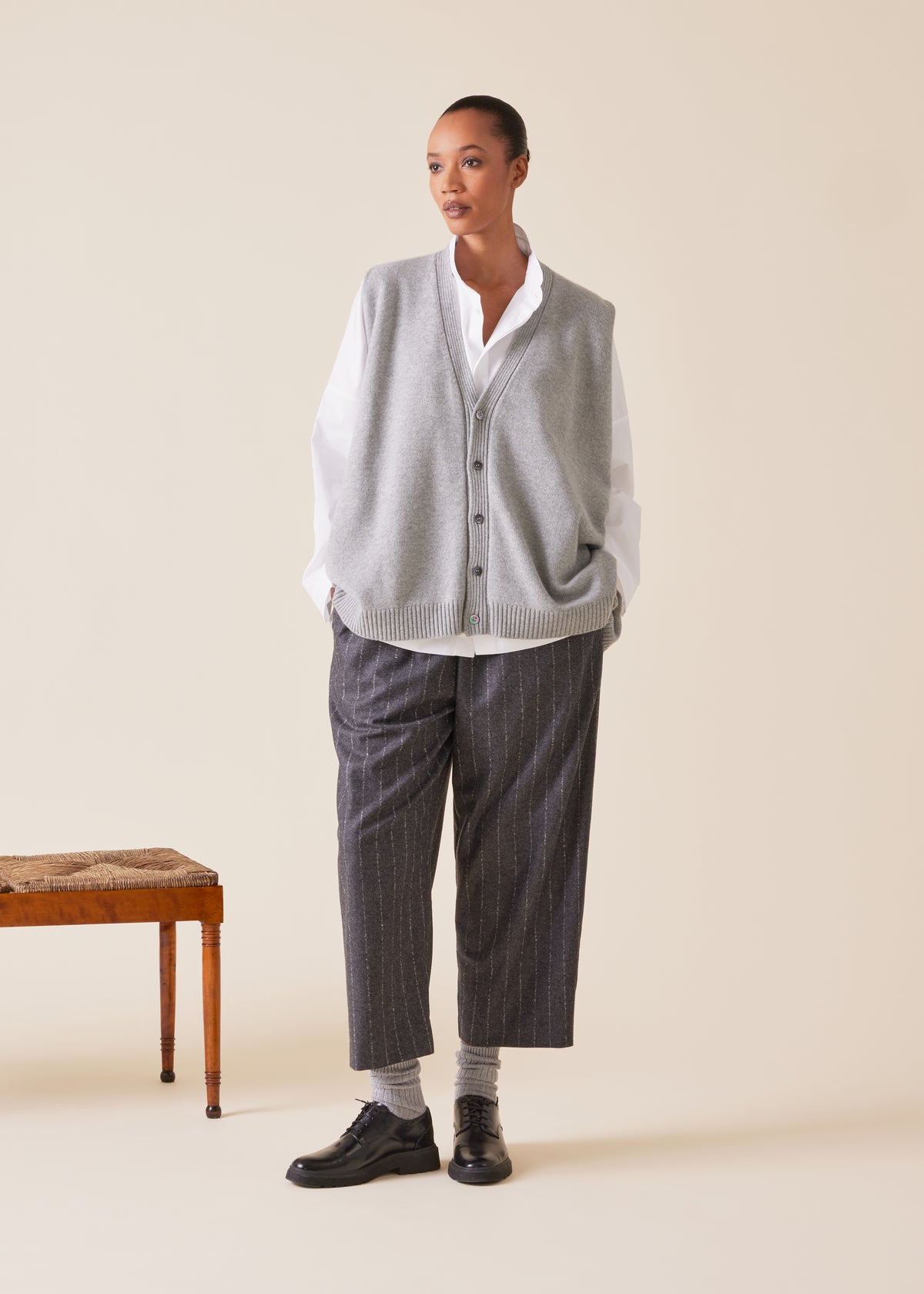 cashmere a-line sleeveless v neck cardigan - mid plus