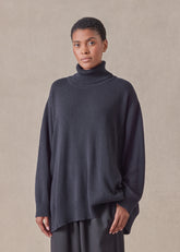 cashmere panelled a-line roll neck sweater - mid plus