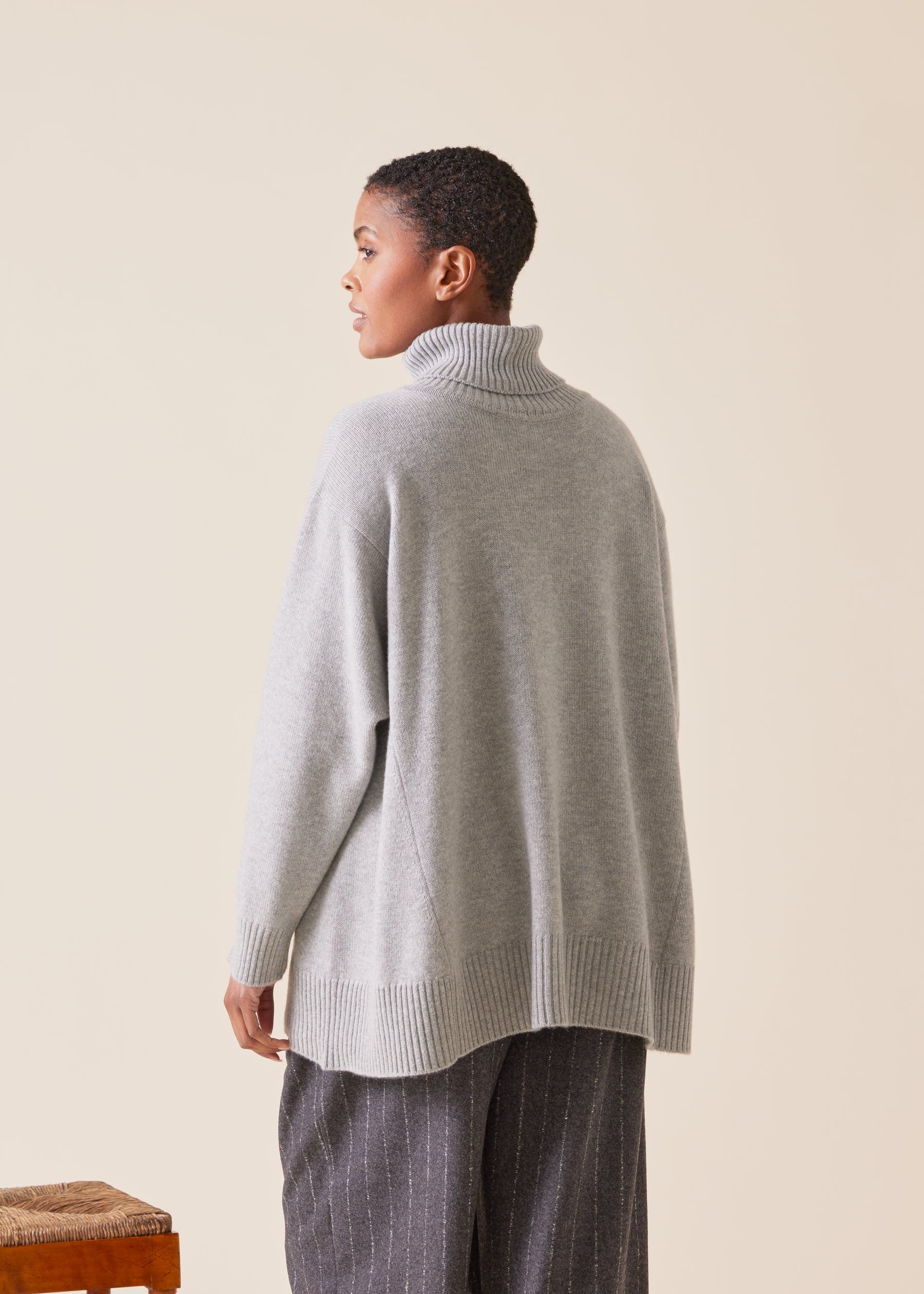 cashmere panelled a-line roll neck sweater - mid plus