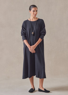 cashmere side panelled a-line bateau neck dress