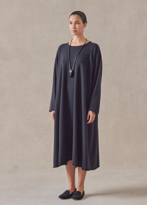 cashmere side panelled a-line bateau neck dress