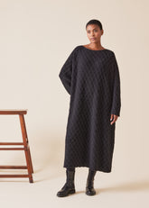 cashmere square slim sleeve sweater knit dress