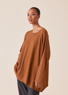 cashmere a-line bateau neck sweater - long