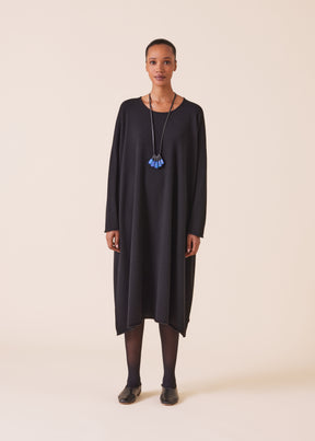 cashmere a-line bateau neck knit dress